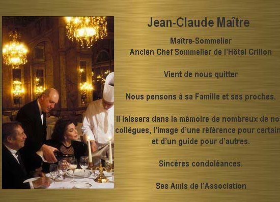Condoléances Jean-Claude Maitre
