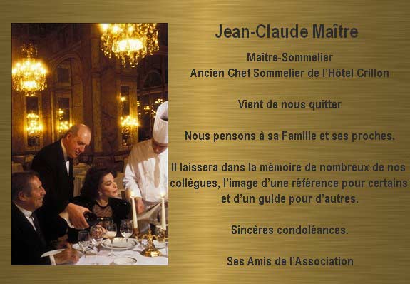 Condoléances Jean-Claude Maitre