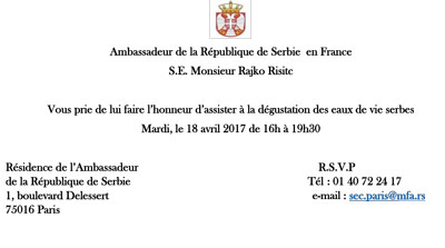 Invitation Dégustation Eaux de Vie Serbes