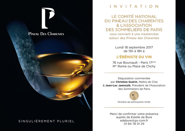 Invitation Masterclass Pineau des Charentes