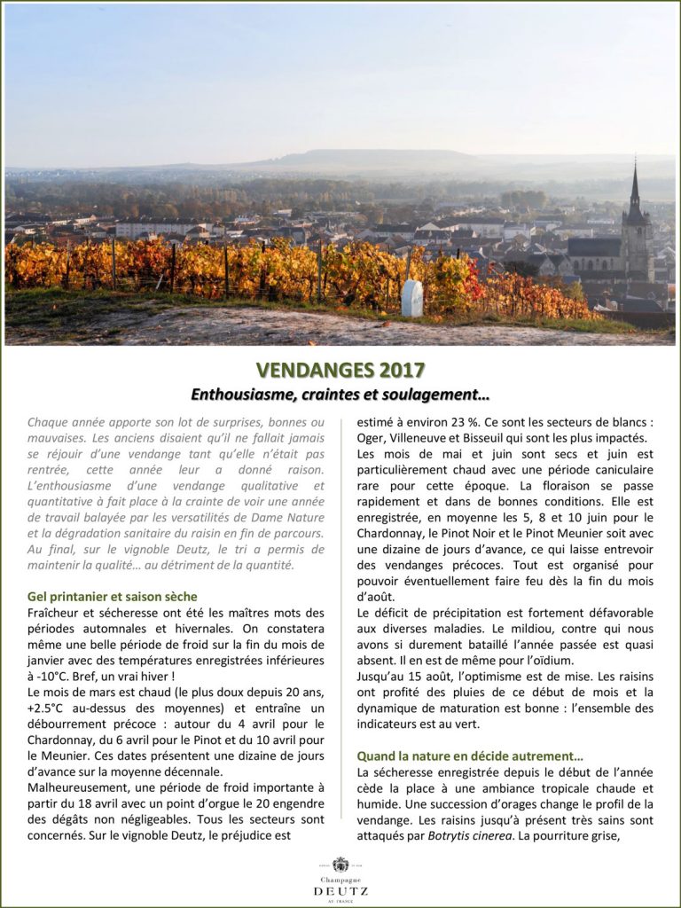 Communiqué de presse - Vendanges Deutz 2017