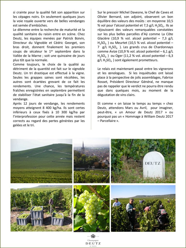 Communiqué de presse - Vendanges Deutz 2017