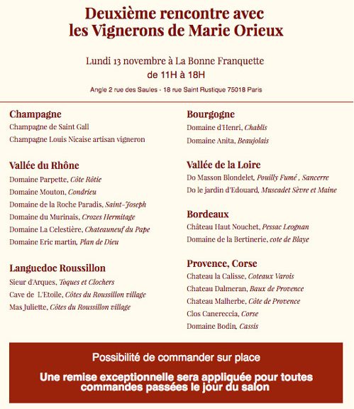 Les rencontres des vignerons Marie Orieux