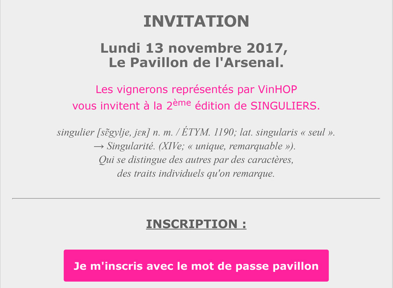 Invitation dégustation Singulier