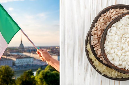 Drapeau Italien et plat de riz