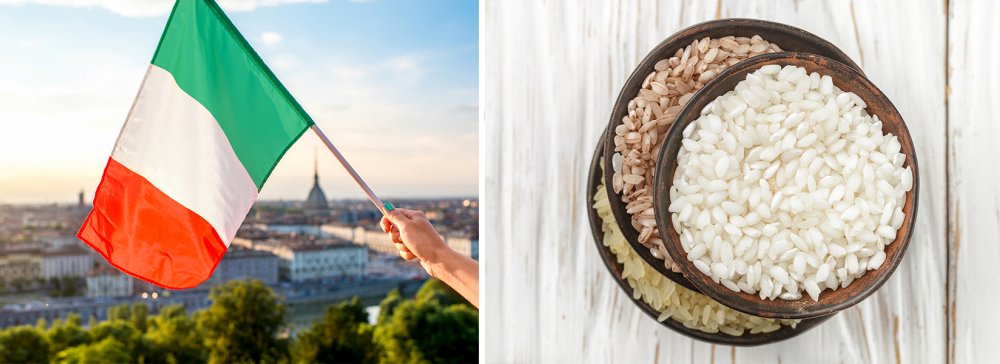 Drapeau Italien et plat de riz