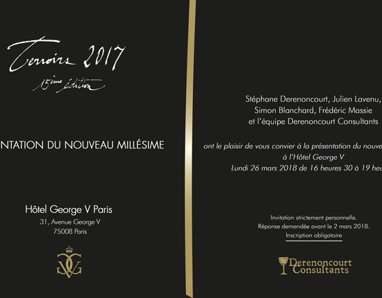 Invitation Dégustation du Nouveau Millésime Terroirs 2017