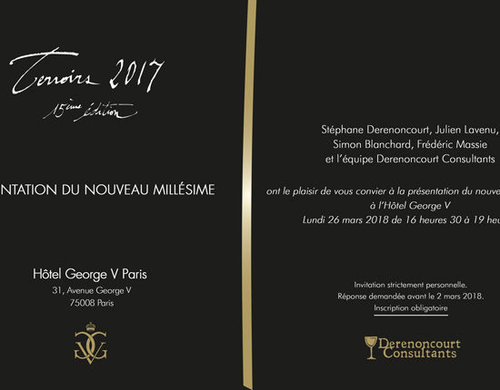 Invitation Dégustation du Nouveau Millésime Terroirs 2017
