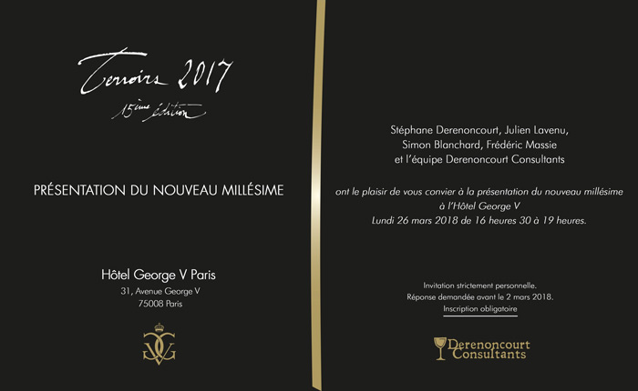 Invitation Dégustation du Nouveau Millésime Terroirs 2017