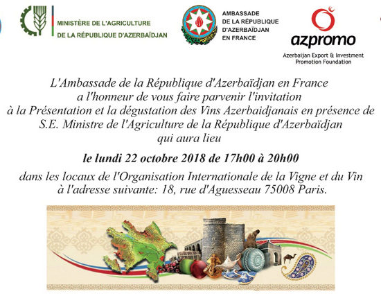 Invitation à la dégustation de vins Azerbaïdjanais