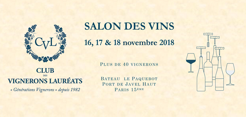 Invitation à la dégustation du Club des Vignerons Lauréats Paris 2018