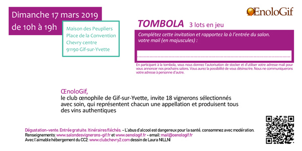 Tombola du Salon des Vignerons de Gif-sur-Yvette 2019