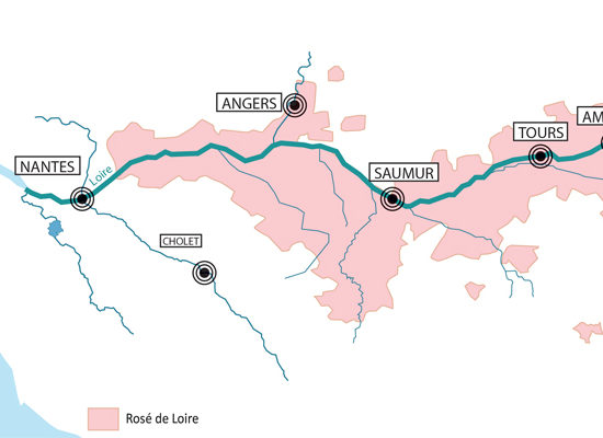 Carte AOC des Rosés de Loire