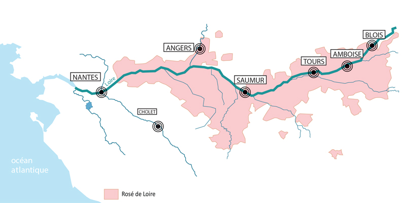 Carte AOC des Rosés de Loire