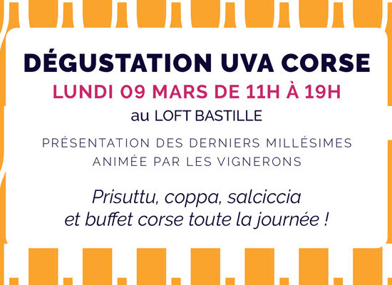 Flyer de la dégustation des Vignerons d'UVA Corse printemps 2020