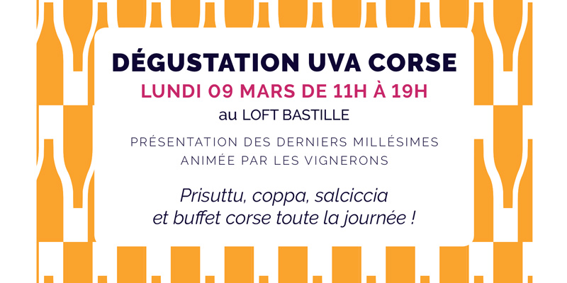 Flyer de la dégustation des Vignerons d'UVA Corse printemps 2020